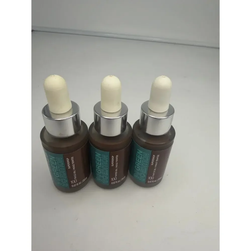 Maybelline Green Edition Superdrop Tinted Oil 100 Foundation 0.67 oz Lot of 3